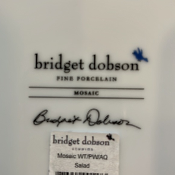 4 Bridget Dobson Fine Porcelain - Blue Mosaic - Salad Plates 8 1/2 In. - Picture 9 of 12